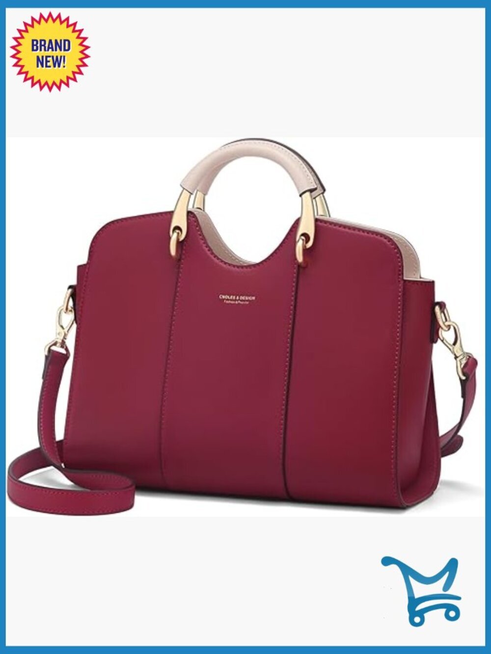 Genuine Leather Satchel Tote with Adjustable Strap, 5 Pockets, Waterproof